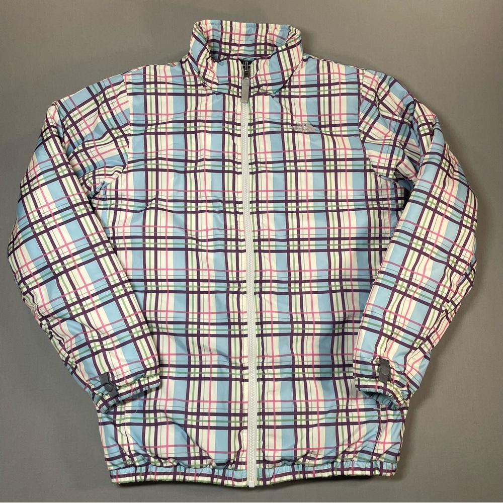 The North Face Kids Puffer Full Zip Front Jacket; Pastel Plaid - Girls XL